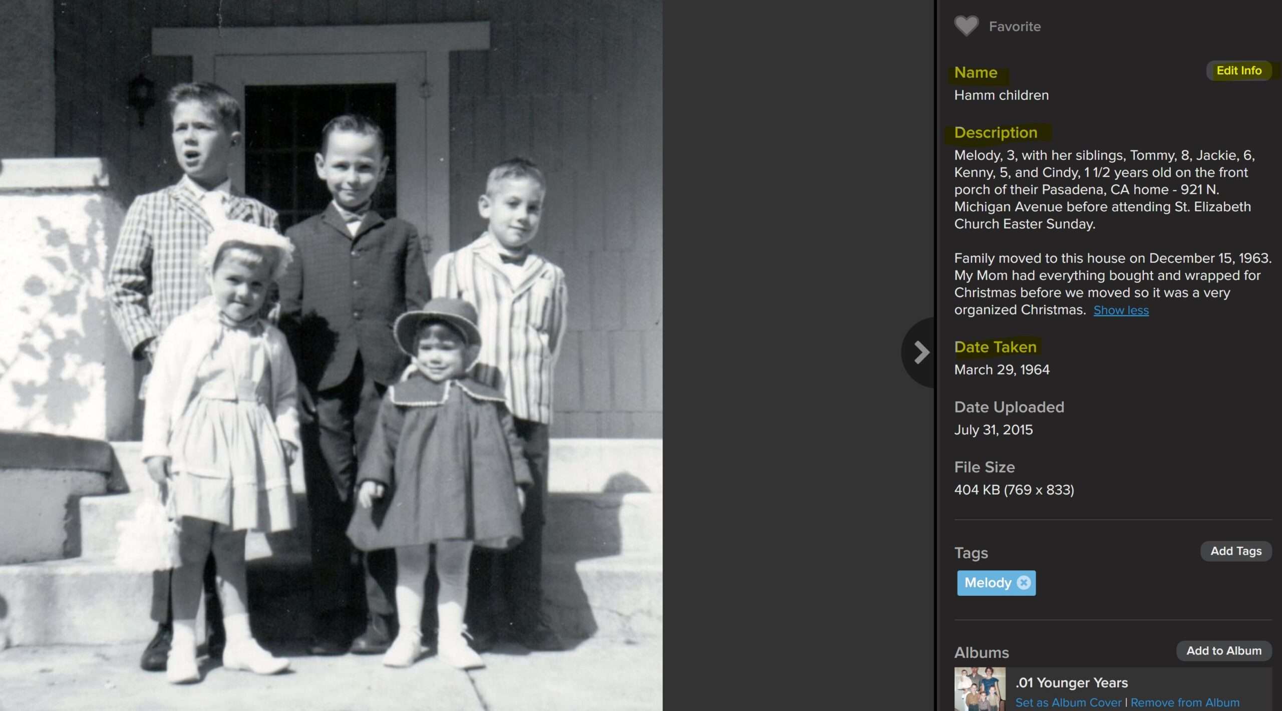 Black and white photo of children going to church Easter Sunday 1964