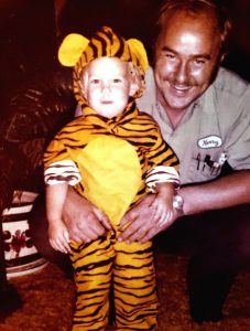 Little girl in costume with Dad