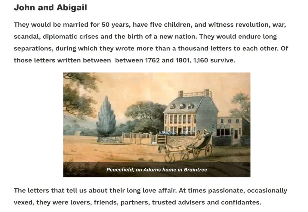 Screenshot of John Adams home, Braintree MA
