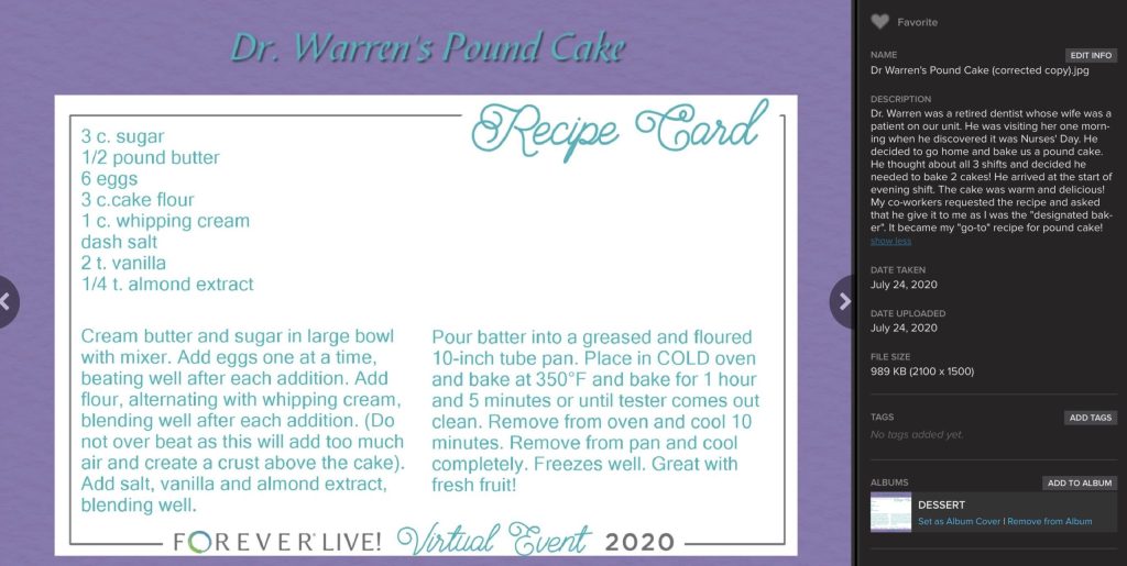 Screenshot of recipe