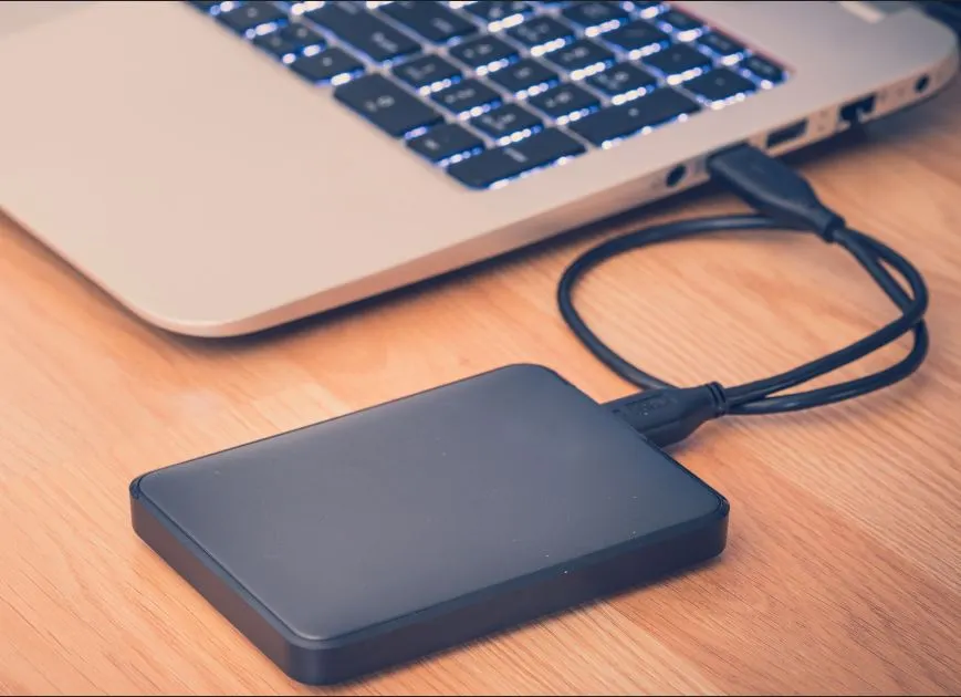 external hard drive connected to laptop