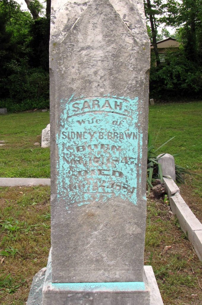 Headstone with blue chalk