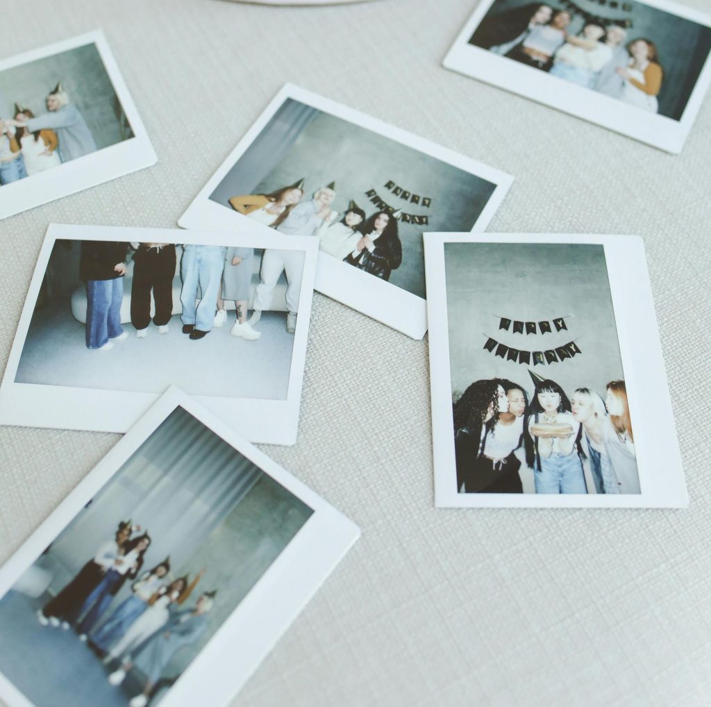 Printed photos on a surface