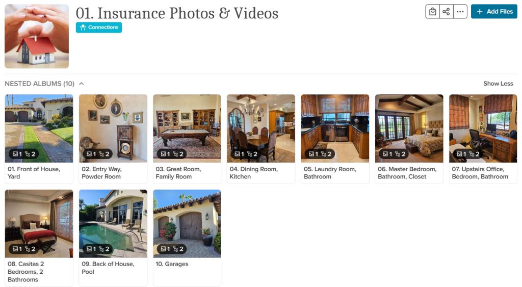 Screenshot of photos in dedicated insurance digital album