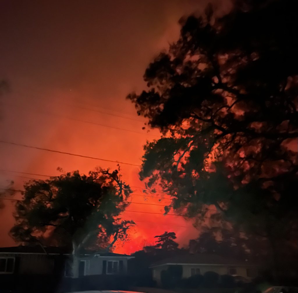 Wildfire in night sky